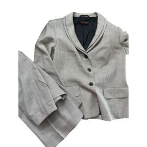 Escada Women’s Gray 100% Cupro Plaid Houndstooth Blazer Suit Size 40